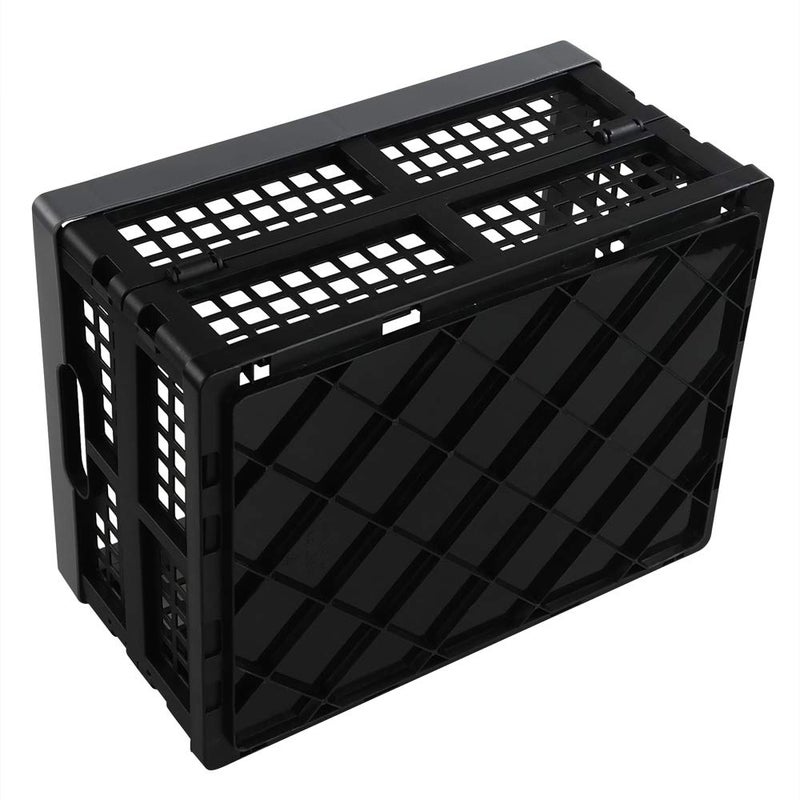 Fiazony 3-Pack 15 L Plastic Collapsible Crate, Folding Storage Baskets, Black - Image 5